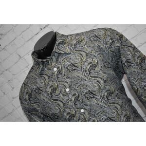 Kilburne Finch Dress Shirt Mens Size 2XL XXL Gray Paisley Cotton Long Sleeve